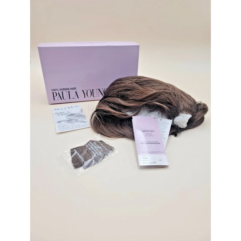 Paula Young Toni 100% Human Hair Wig Color 1822 A Brown Highlights Average Cib